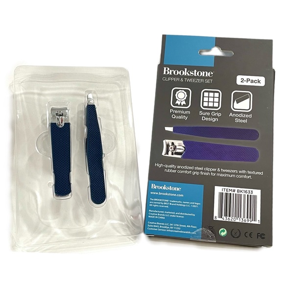 🎁 BROOKSTONE Nail Clipper & Tweezer 2-pack Set NIB NWT - Picture 3 of 10